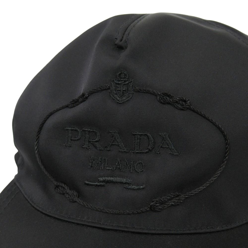 Prada Tessuto Nylon Baseball Cap Hat Logo Embroidery L Black