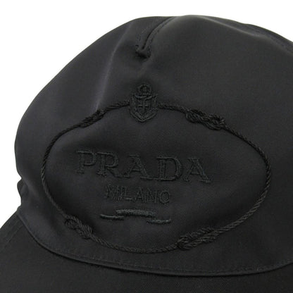 Prada Tessuto Nylon Baseball Cap Hat Logo Embroidery L Black