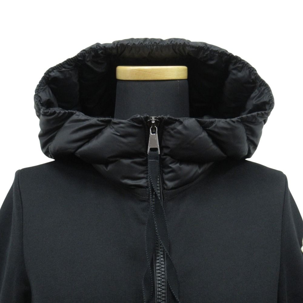 Moncler Down Jacket Sweatshirt Contrast Hoodie Logo XS Black