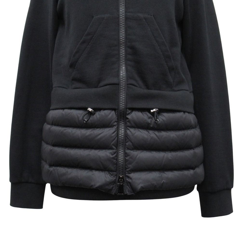 Moncler Down Jacket Sweatshirt Contrast Hoodie Logo XS Black