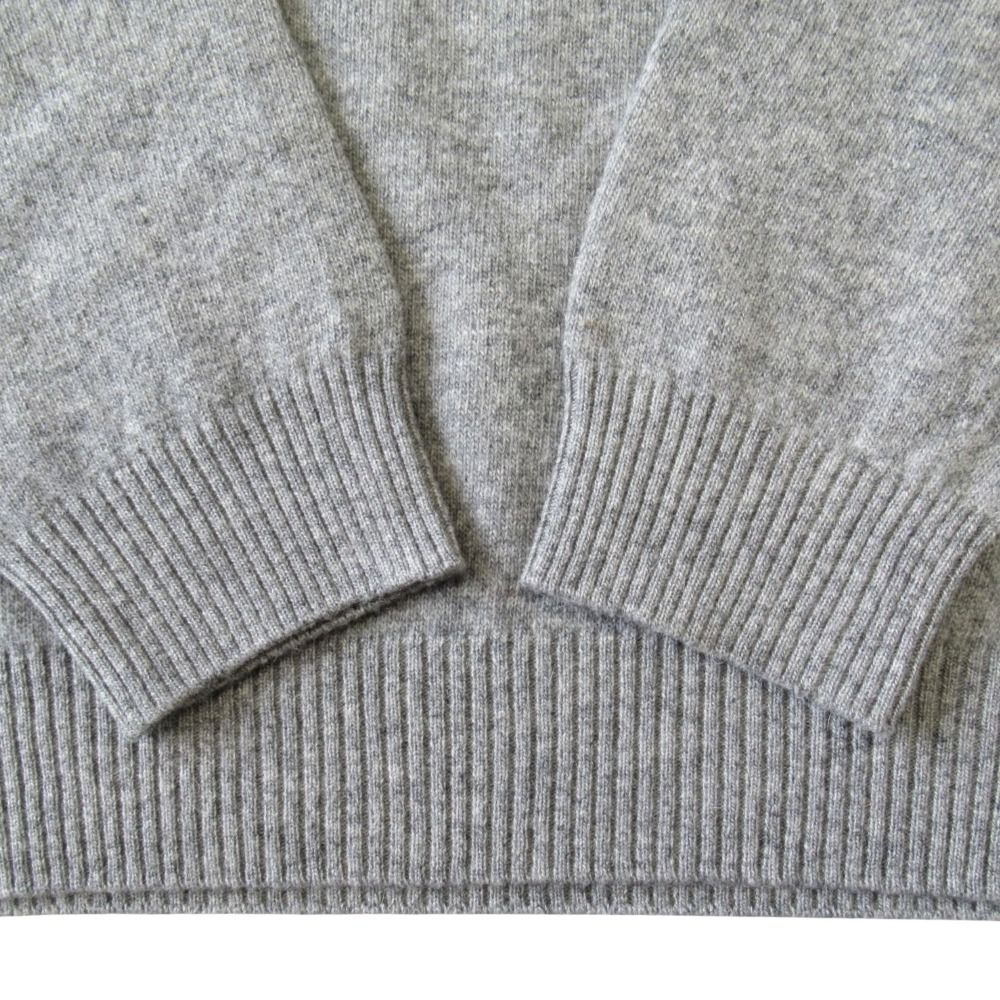 Prada Cashmere Blend Knit Sweater Top Long Sleeve Intarsia Logo 38 Gray
