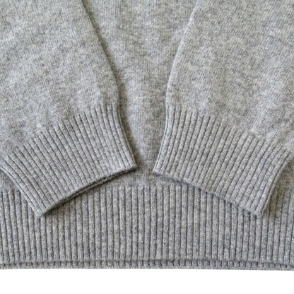 Prada Cashmere Blend Knit Sweater Top Long Sleeve Intarsia Logo 38 Gray