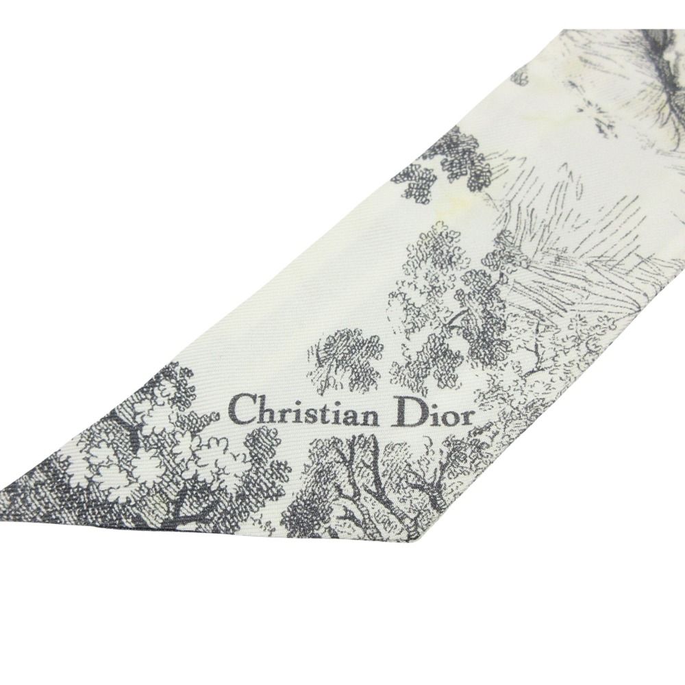 Dior Mitzah Toile de Jouy Sauvage Ribbon Twill Gray Scarf
