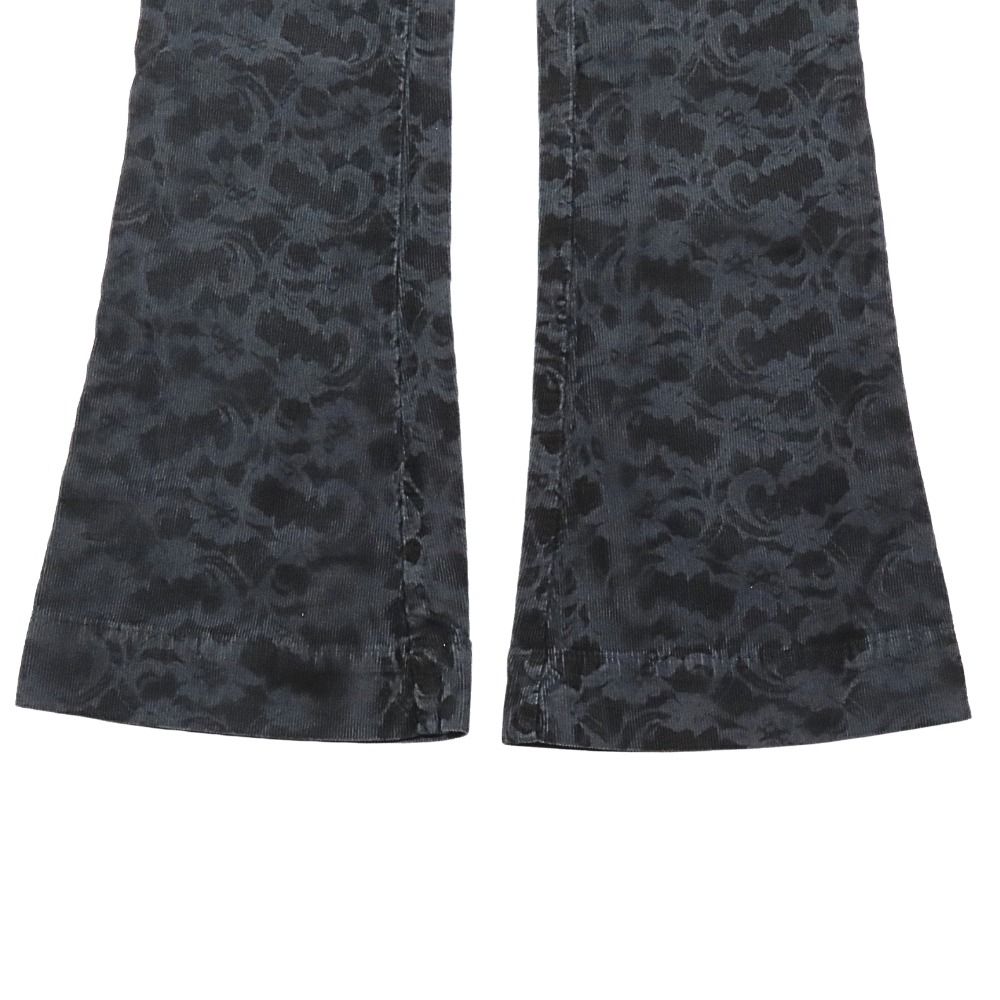 Dolce & Gabbana Cotton Corduroy Pants Flower Allover Pattern Boots Cut Logo