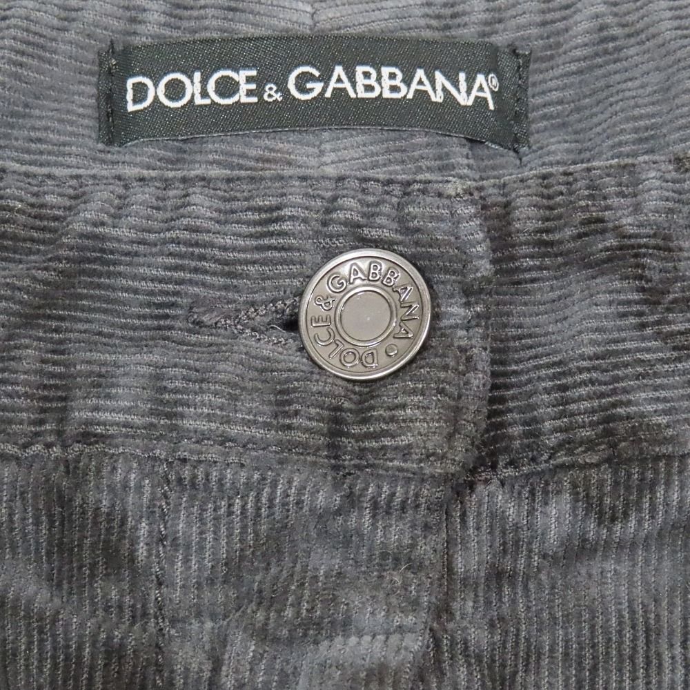 Dolce & Gabbana Cotton Corduroy Pants Flower Allover Pattern Boots Cut Logo