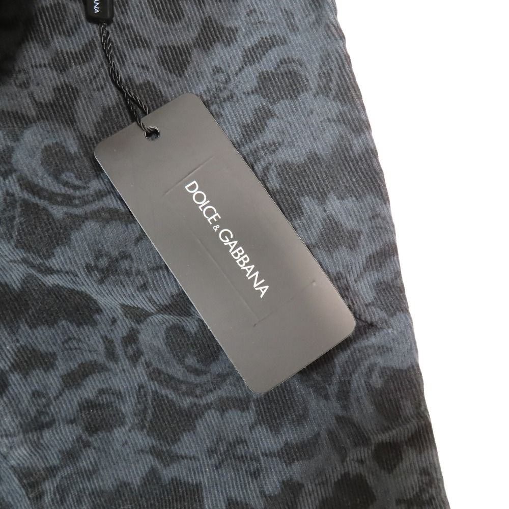 Dolce & Gabbana Cotton Corduroy Pants Flower Allover Pattern Boots Cut Logo