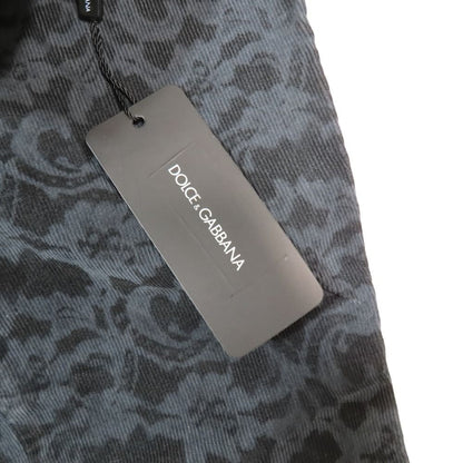 Dolce & Gabbana Cotton Corduroy Pants Flower Allover Pattern Boots Cut Logo