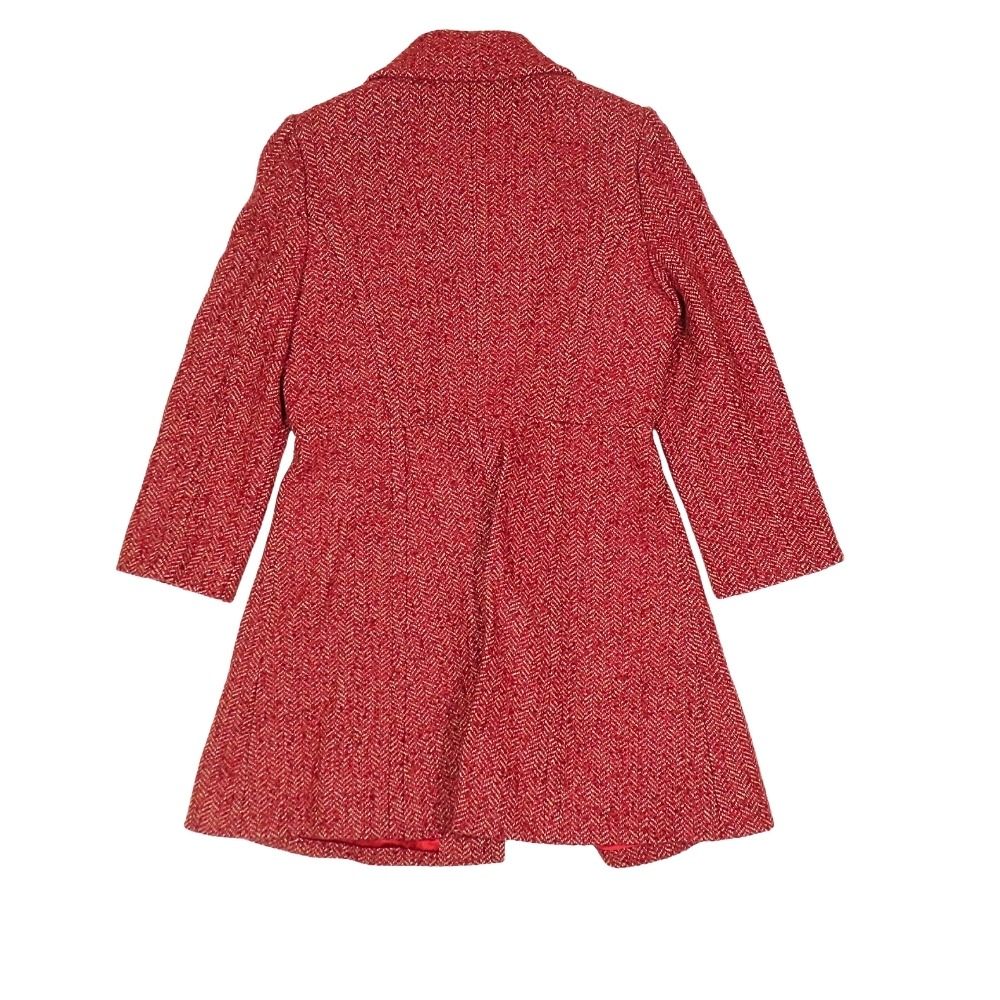 Dolce & Gabbana Wool Satin Coat Herringbone 44 Large Red