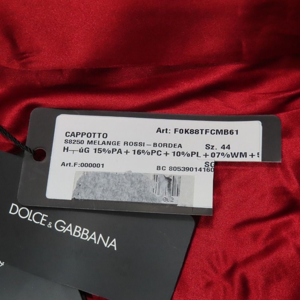 Dolce & Gabbana Wool Satin Coat Herringbone 44 Large Red