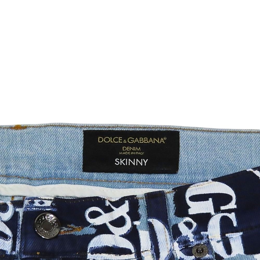 Dolce & Gabbana Crown D&glogo Monogram Lambskin Skinny Denim Pants 54 Large