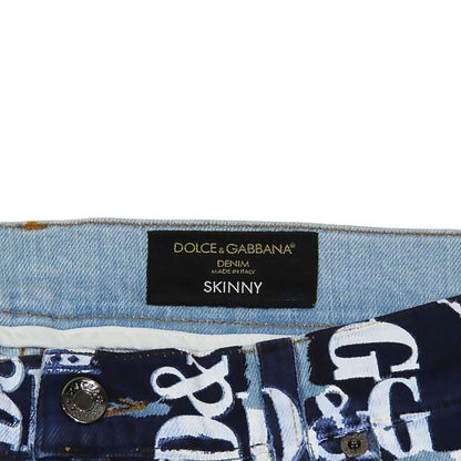 Dolce & Gabbana Crown D&glogo Monogram Lambskin Skinny Denim Pants 54 Large