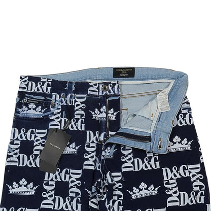 Dolce & Gabbana Crown D&glogo Monogram Lambskin Skinny Denim Pants 54 Large