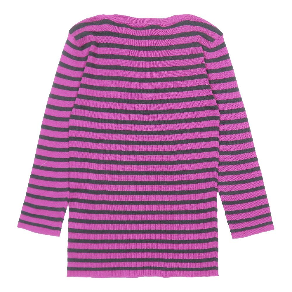 Dior Signature Logo Border Pattern Knit Cashmere Silk Blend Long Sleeve Purple