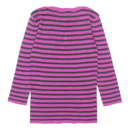 Dior Signature Logo Border Pattern Knit Cashmere Silk Blend Long Sleeve Purple