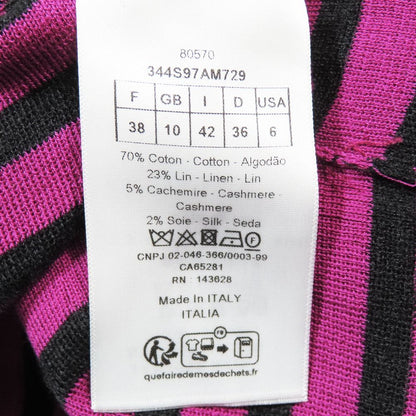 Dior Signature Logo Border Pattern Knit Cashmere Silk Blend Long Sleeve Purple