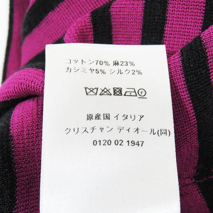 Dior Signature Logo Border Pattern Knit Cashmere Silk Blend Long Sleeve Purple