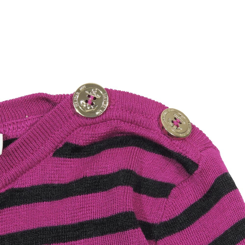 Dior Signature Logo Border Pattern Knit Cashmere Silk Blend Long Sleeve Purple