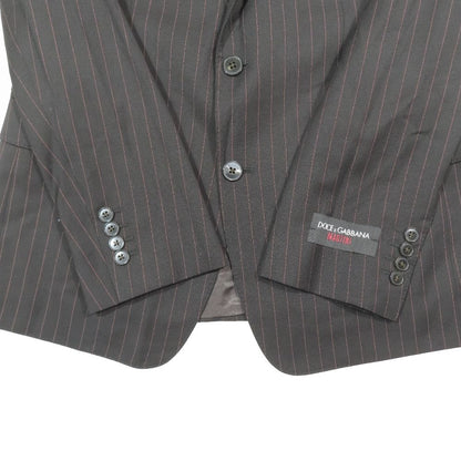 Dolce & Gabbana Suit Set Tailored Jacket Striped Pants Black Red 48