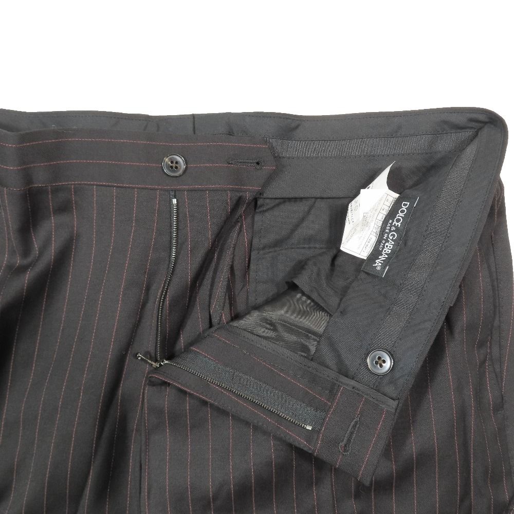 Dolce & Gabbana Suit Set Tailored Jacket Striped Pants Black Red 48
