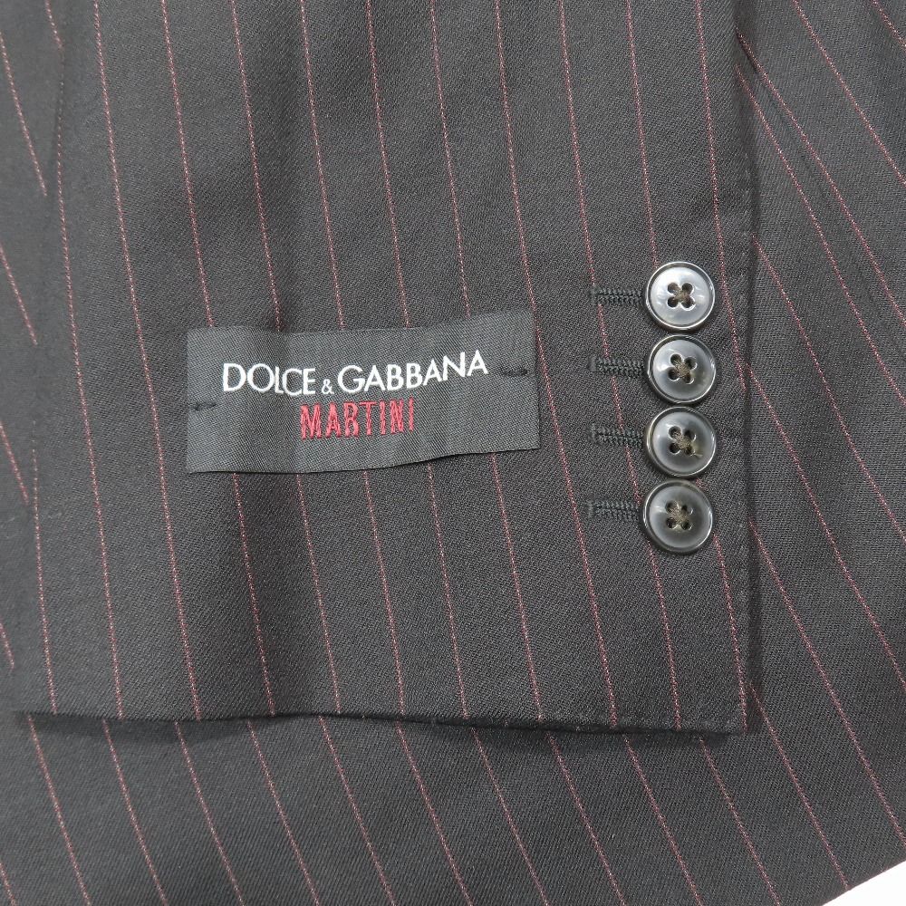 Dolce & Gabbana Suit Set Tailored Jacket Striped Pants Black Red 48