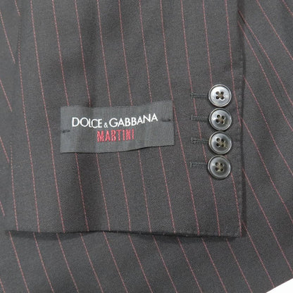 Dolce & Gabbana Suit Set Tailored Jacket Striped Pants Black Red 48
