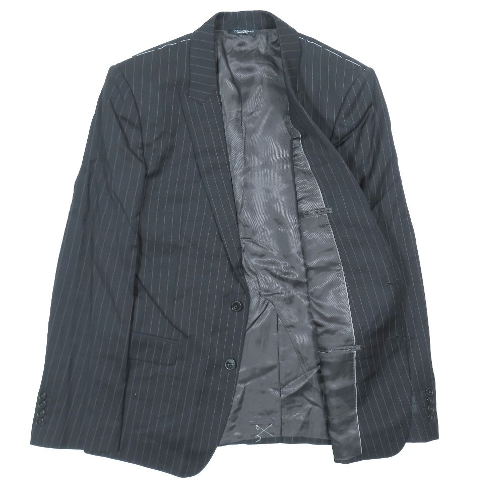 Dolce & Gabbana Suit Set Tailored Jacket Striped Pants Black Red 48