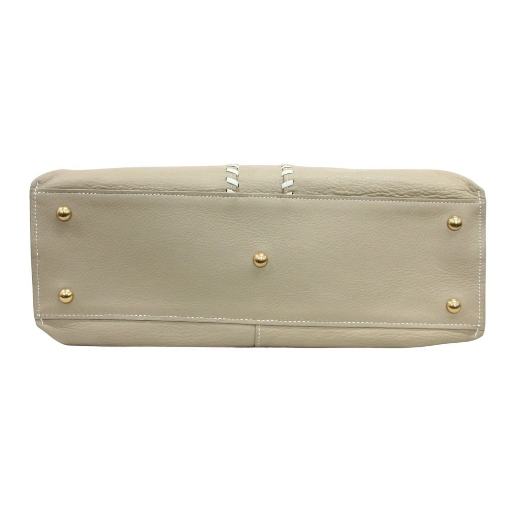 Saint Laurent Yves Neo Double Reversible Leather Hand Tote White Beige