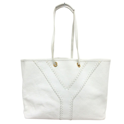 Saint Laurent Yves Neo Double Reversible Leather Hand Tote White Beige