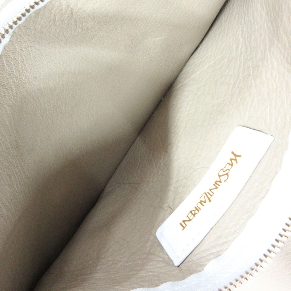 Saint Laurent Yves Neo Double Reversible Leather Hand Tote White Beige