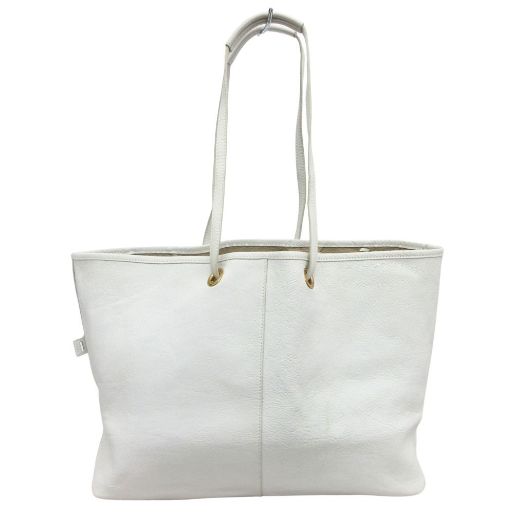 Saint Laurent Yves Neo Double Reversible Leather Hand Tote White Beige