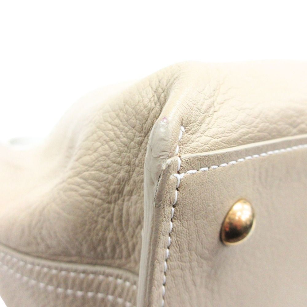 Saint Laurent Yves Neo Double Reversible Leather Hand Tote White Beige