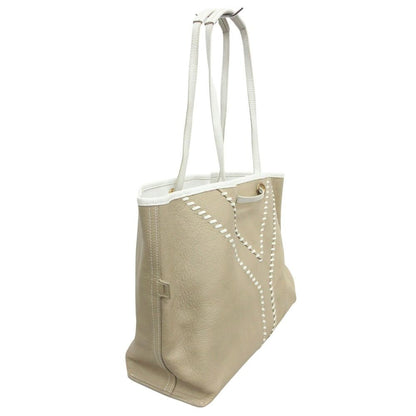 Saint Laurent Yves Neo Double Reversible Leather Hand Tote White Beige