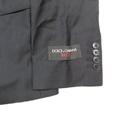 Dolce & Gabbana Suit Set Tailored Jacket Dot Pattern Pants Black 46