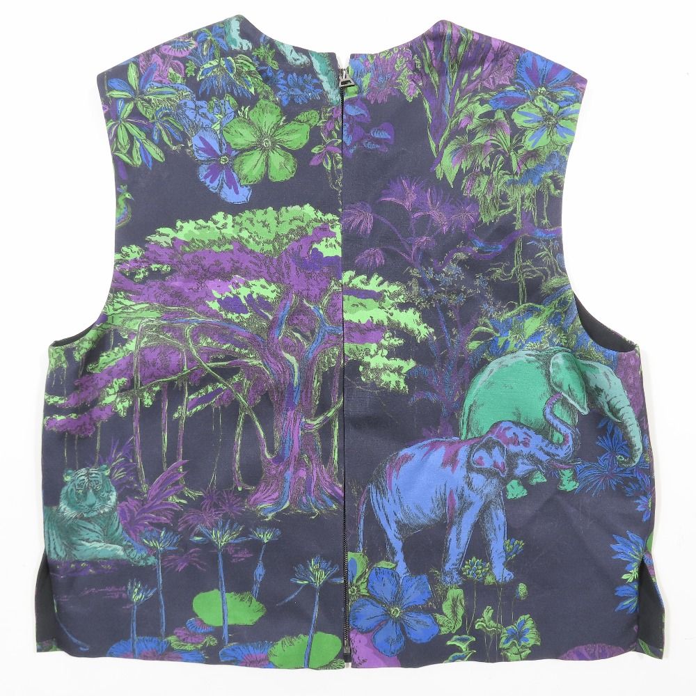 Dior No Sleeve Top Bustier Vest Silk Blend Flower Purple 40