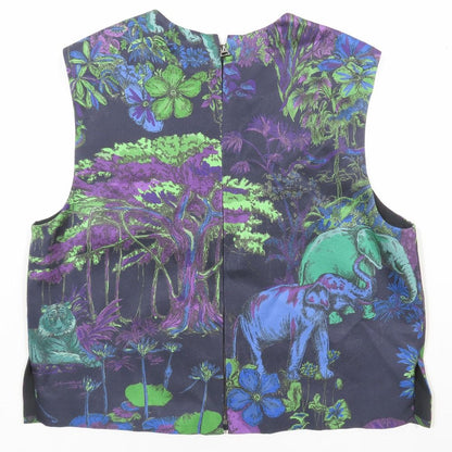 Dior No Sleeve Top Bustier Vest Silk Blend Flower Purple 40