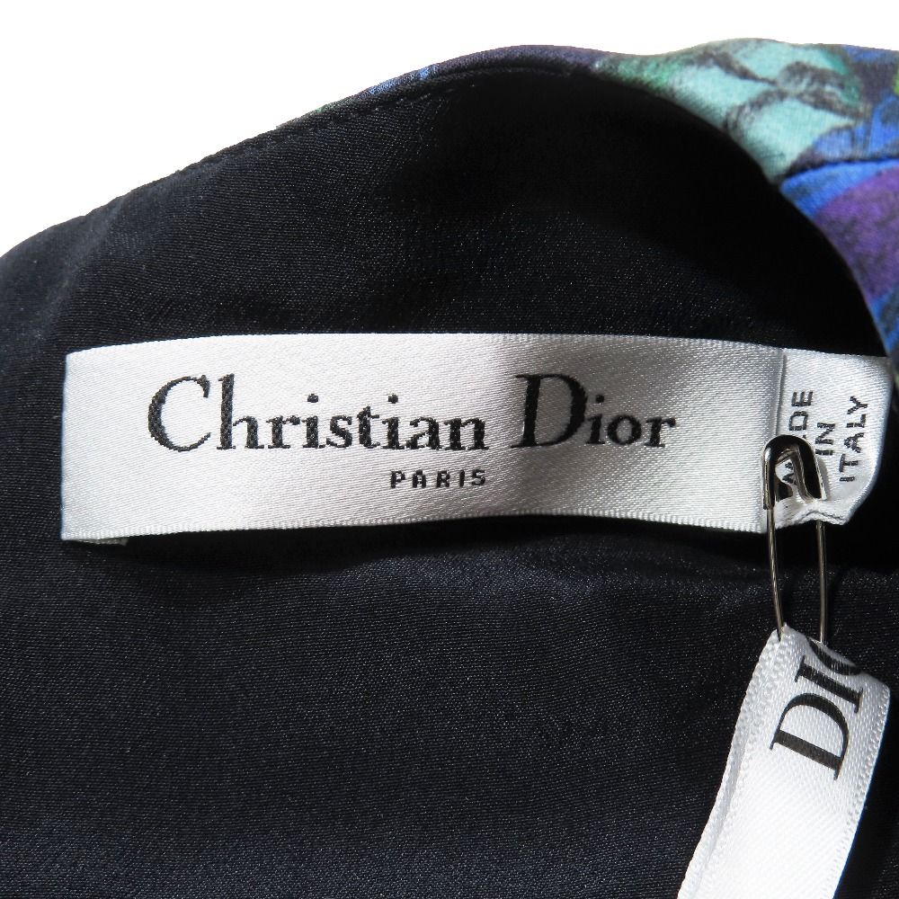 Dior No Sleeve Top Bustier Vest Silk Blend Flower Purple 40