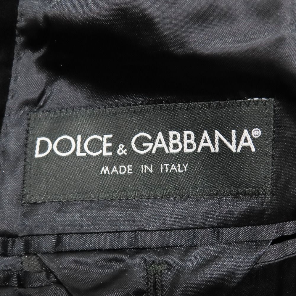 Dolce & Gabbana Tuxedo Jacket Teil Silk Dot Pattern Velour Contrast Black Red 50