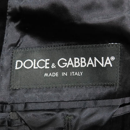 Dolce & Gabbana Tuxedo Jacket Teil Silk Dot Pattern Velour Contrast Black Red 50
