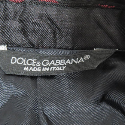 Dolce & Gabbana Tuxedo Jacket Teil Silk Dot Pattern Velour Contrast Black Red 50