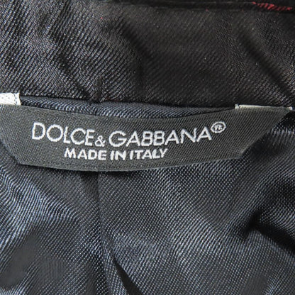 Dolce & Gabbana Tuxedo Jacket Teil Silk Dot Pattern Velour Contrast Black Red 50