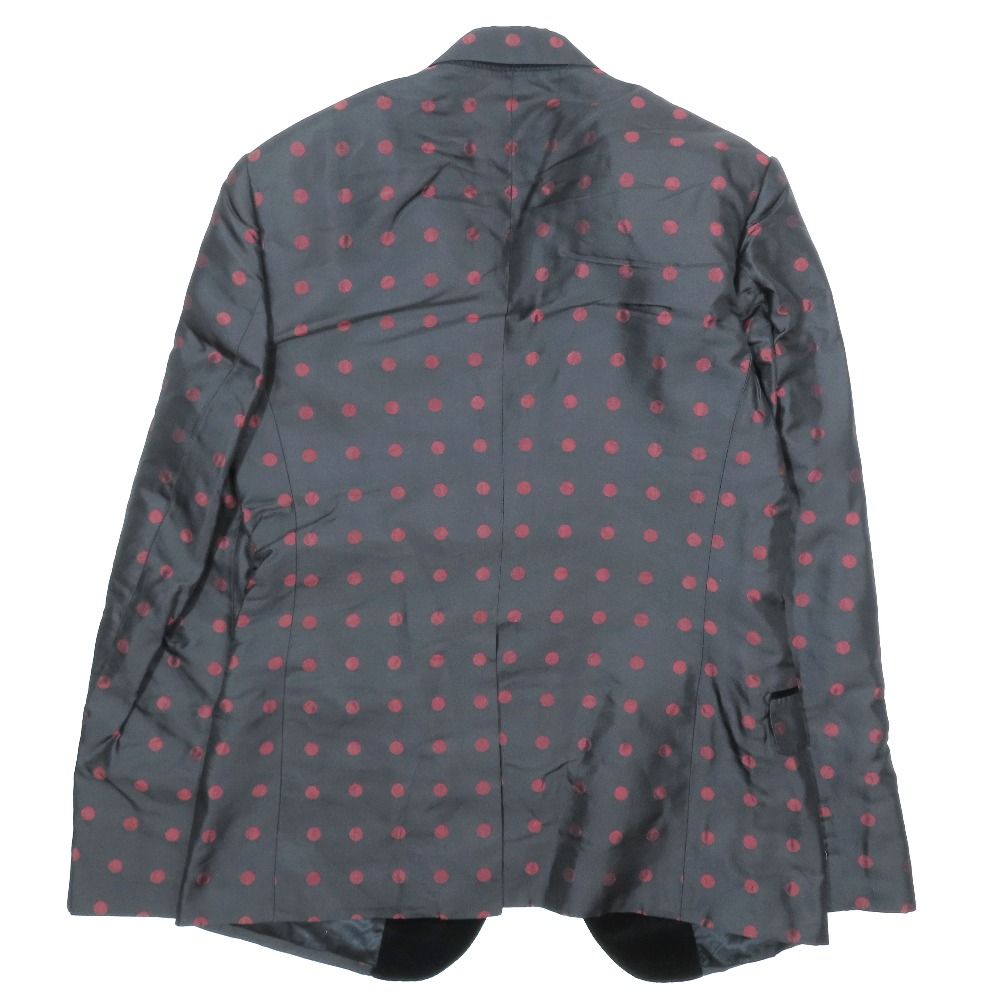 Dolce & Gabbana Tuxedo Jacket Teil Silk Dot Pattern Velour Contrast Black Red 50