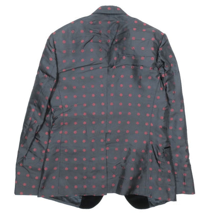 Dolce & Gabbana Tuxedo Jacket Teil Silk Dot Pattern Velour Contrast Black Red 50