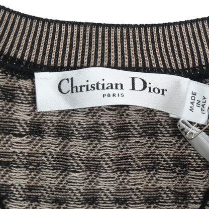 Dior Ensemble Cardigan Sleeveless Knit Plaid Vest Bee Embroidery Logo Cashmere
