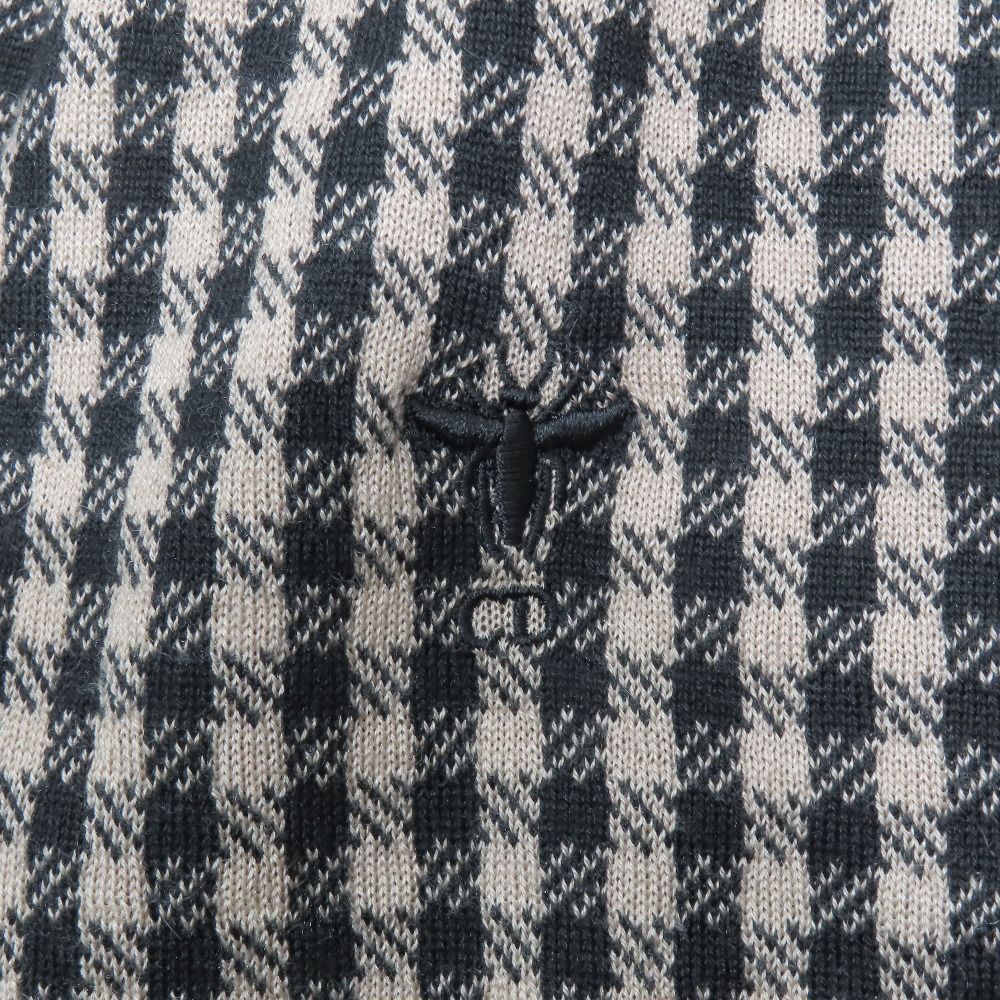 Dior Ensemble Cardigan Sleeveless Knit Plaid Vest Bee Embroidery Logo Cashmere
