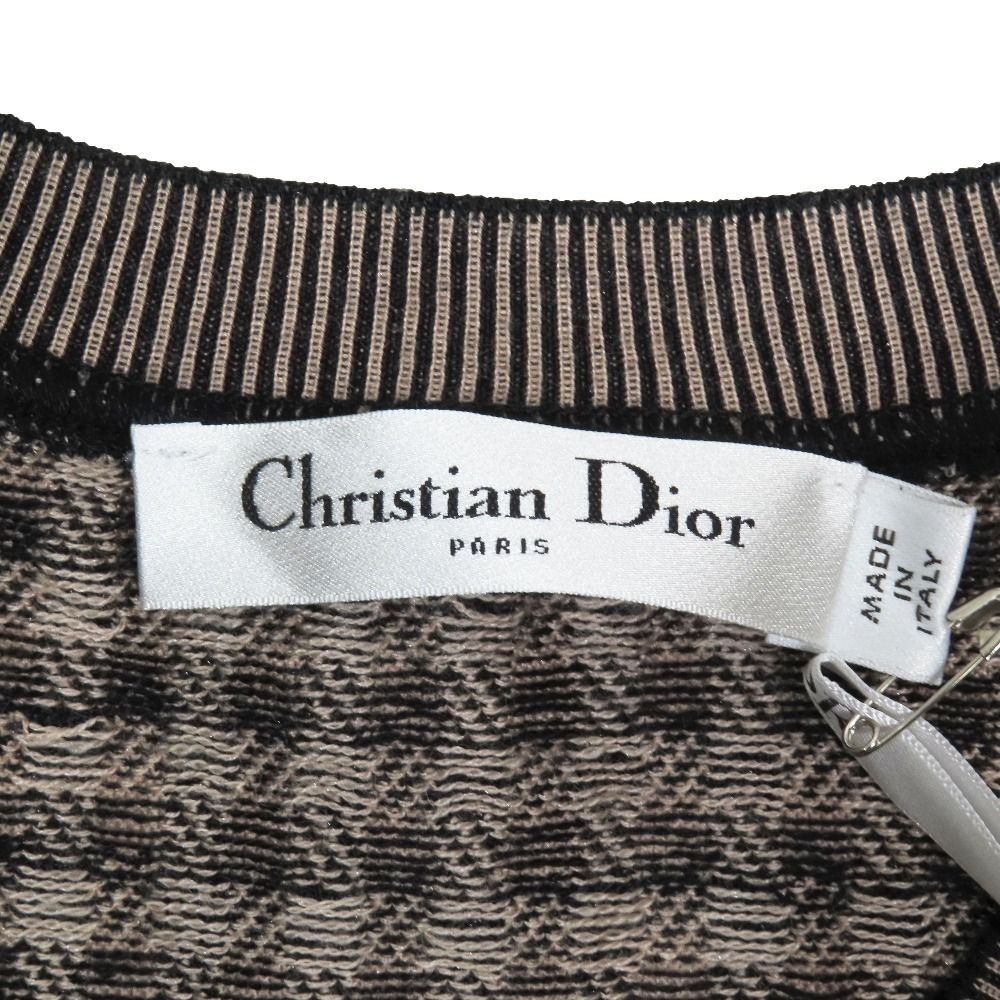 Dior Ensemble Cardigan Sleeveless Knit Plaid Vest Bee Embroidery Logo Cashmere