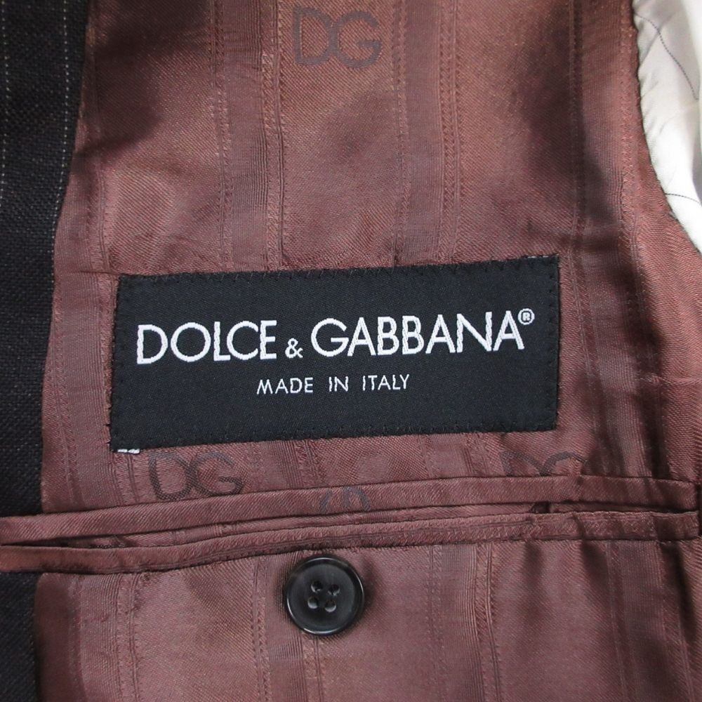 Dolce & Gabbana Pinstripe Blue Leather Tailored Jacket 48 Charcoal Gray