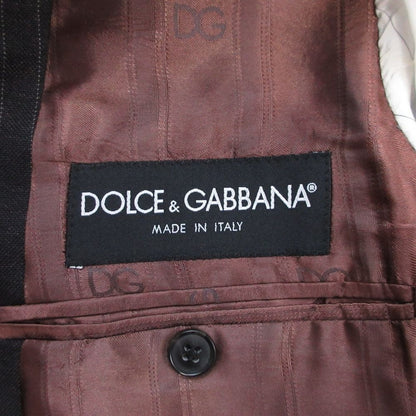Dolce & Gabbana Pinstripe Blue Leather Tailored Jacket 48 Charcoal Gray