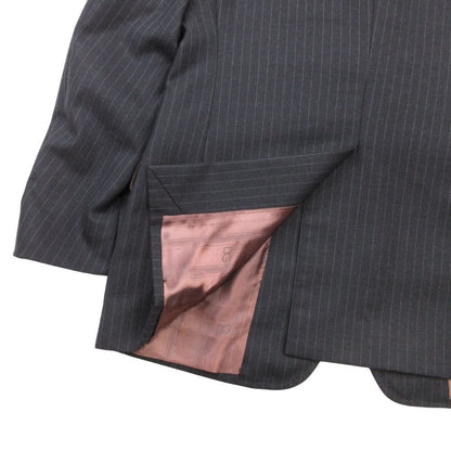 Dolce & Gabbana Pinstripe Blue Leather Tailored Jacket 48 Charcoal Gray