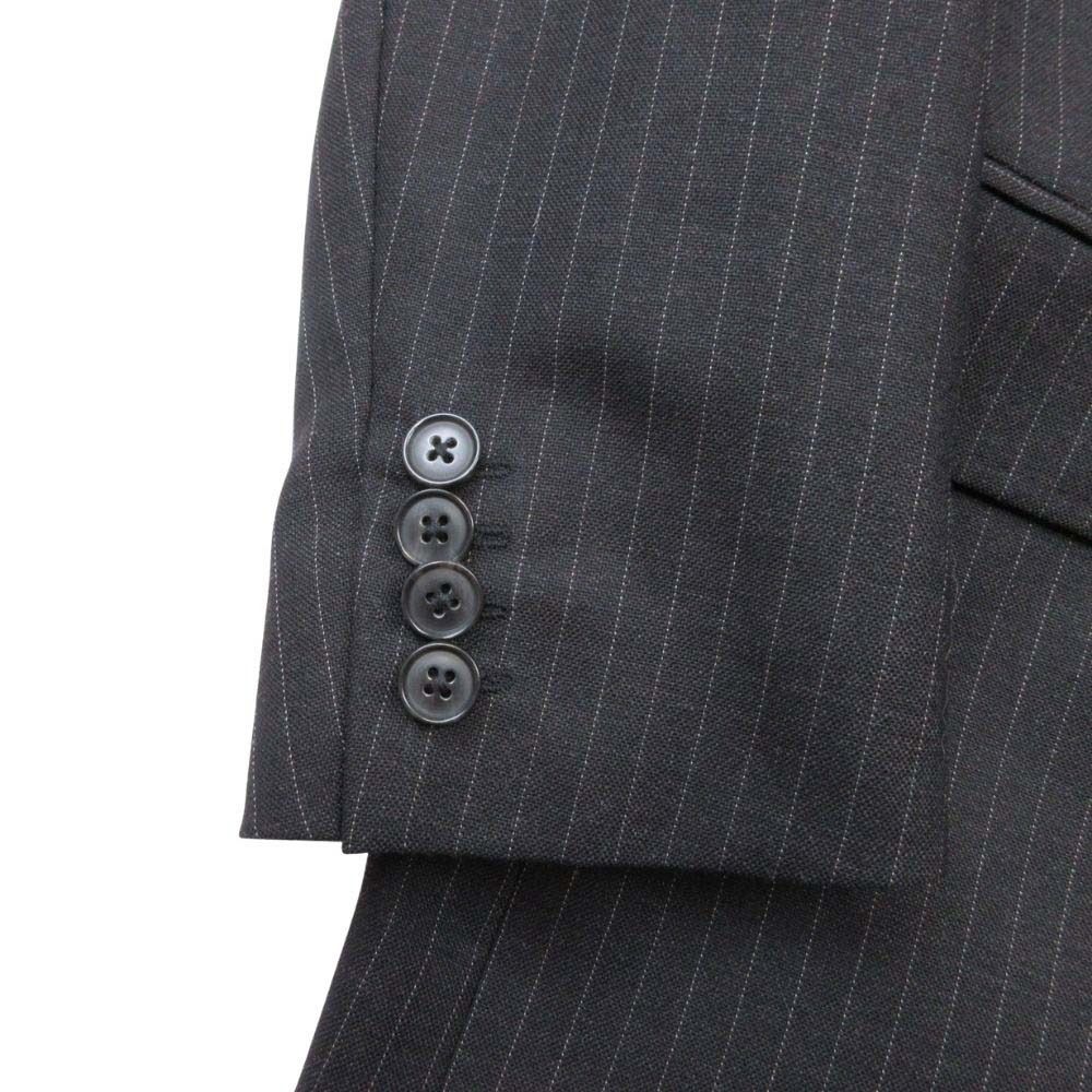 Dolce & Gabbana Pinstripe Blue Leather Tailored Jacket 48 Charcoal Gray
