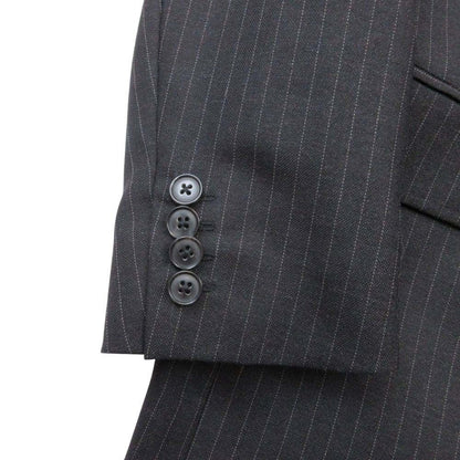 Dolce & Gabbana Pinstripe Blue Leather Tailored Jacket 48 Charcoal Gray